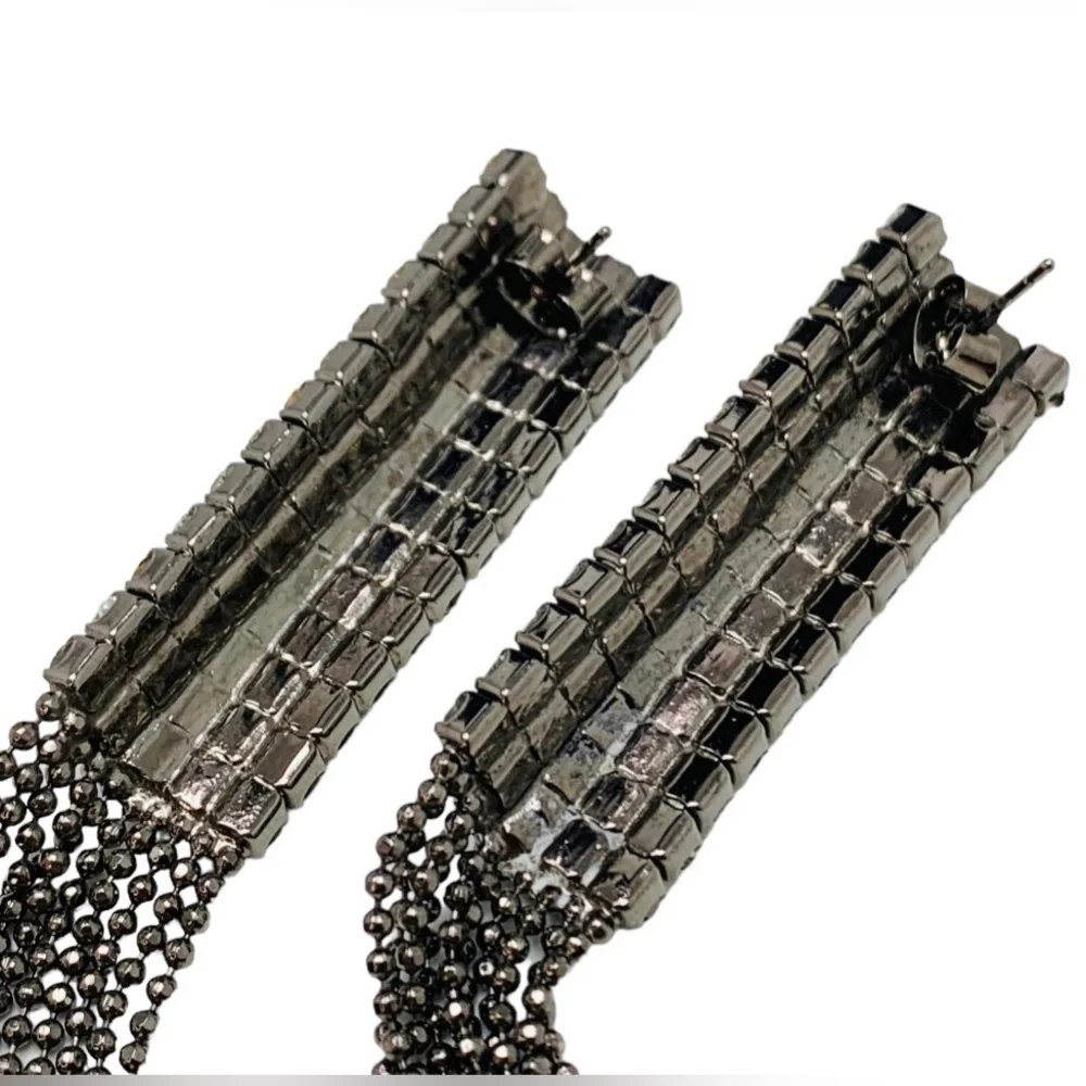 Chain Fringe Tassel Statement Earrings Embellished With Rhinestones For Women